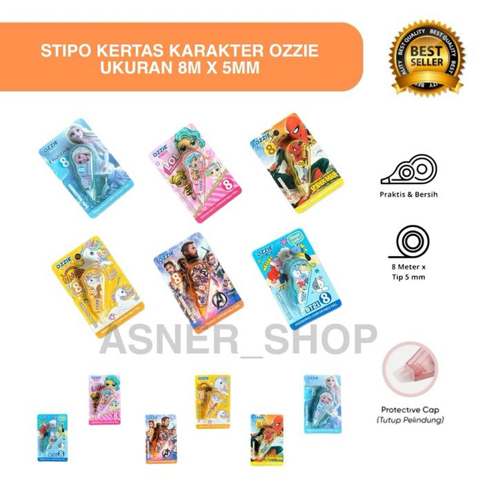Tipe X Mini Correction Stipo Kertas Tape Size 8 pita Roll Ozzie