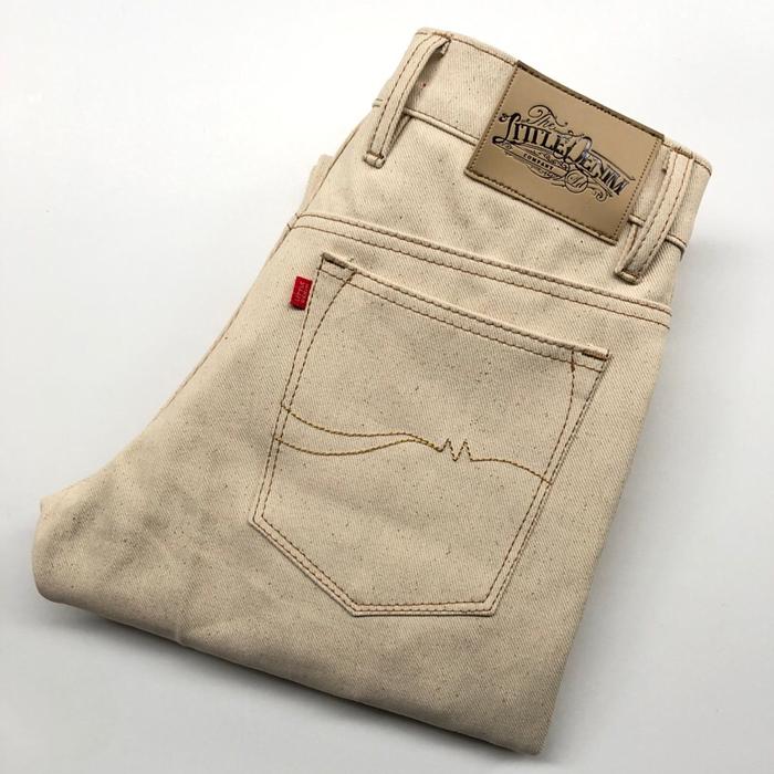 Littledenim - Celana Panjang Jeans Shellsticth Selvedge - Denim Twill Cream Non stretch 12 Oz - Moji