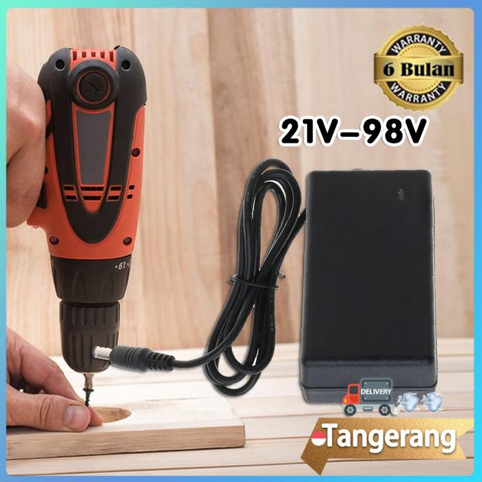 Charger Bor Cordless 21 V - 98V Adaptor Charger Baterai Mesin Bor Gerinda Baterai