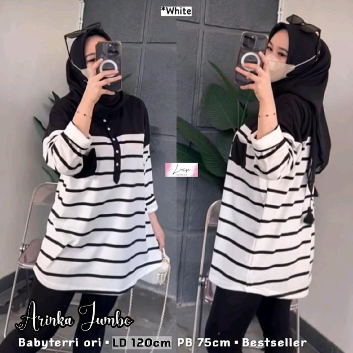 Arinka Jumbo Blouse garis babyterry import Jumbo