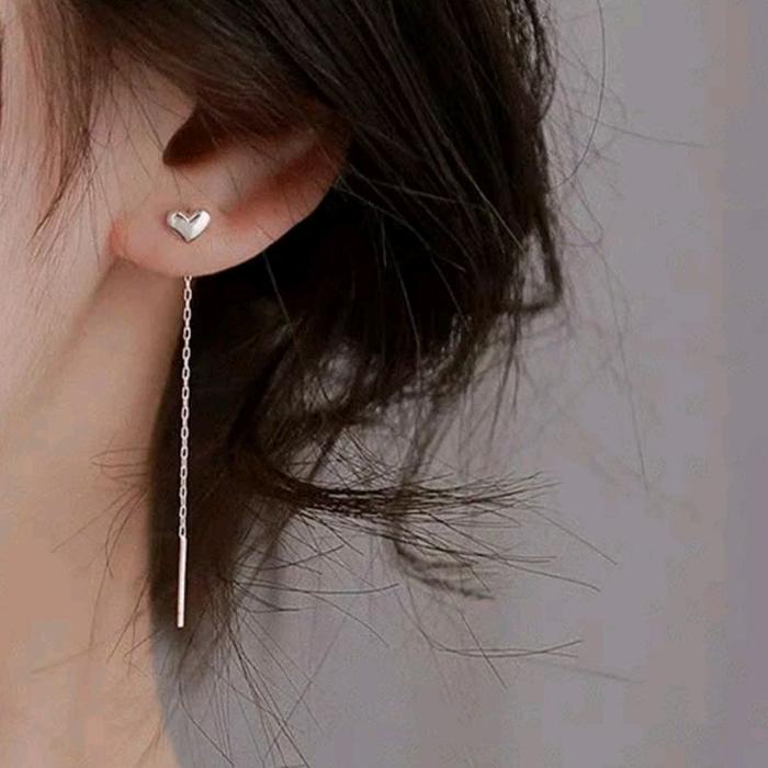 Anting Telinga Hati Dengan Rantai Panjang Model Fashionable untuk Wanita dan Remaja