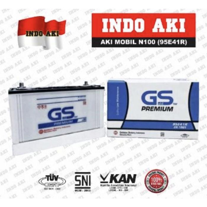 TERBARU!!! (GS N100) Aki Mobil Basah N100 (95E41R) 12V 100Ah Taft Genset Excavator Hino Daihatsu Toy