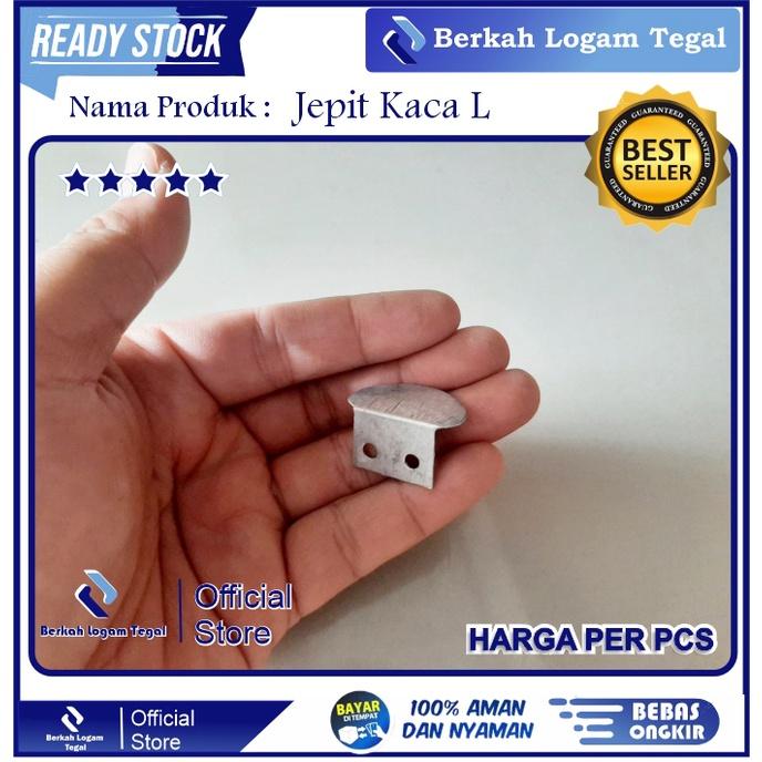 Klem Plat Jepit Kaca L Penahan Kaca Cermin Tanpa Skrup