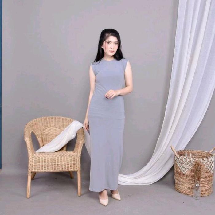 Inner Dress Polos tanpa lengan iner dress panjang bahan scuba premium gamis manset tanpa lengan jumb