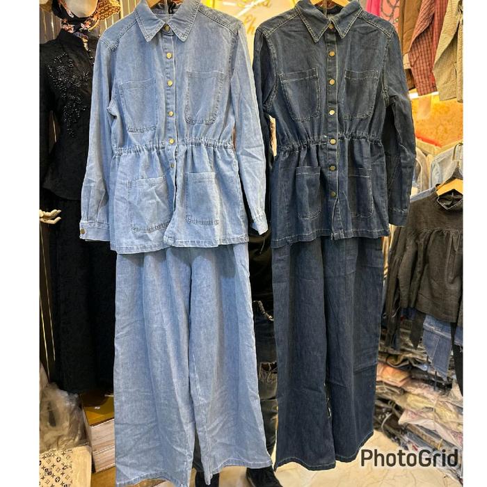 one set denim serut cassandra wanita