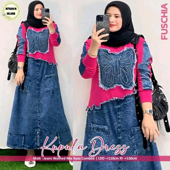 KAPULA DRESS // MIDI DRESS KAOS KOMBINASI JEANS BY JEVANNI