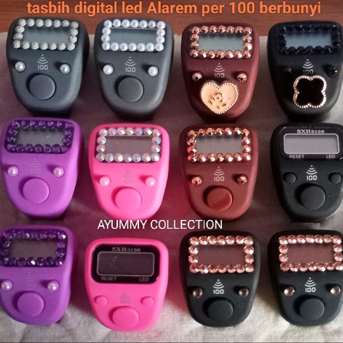 AYUMMY COLLECTION Tasbih Digital LED Alarem 100 Klik Berbunyi Warna Lengkap dengan Desain Elegan dan