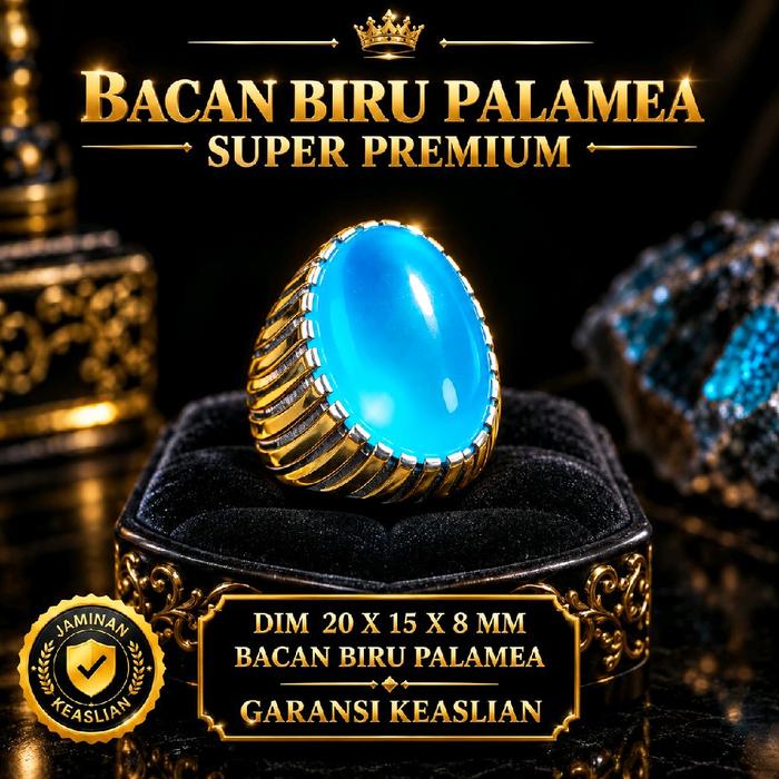 cincin batu akik bacan biru palamea giwang kristal titanium asli combinasi