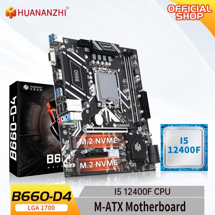 HUANANZHI B660 D4 M-ATX Motherboard with Intel Core i5 12400F LGA