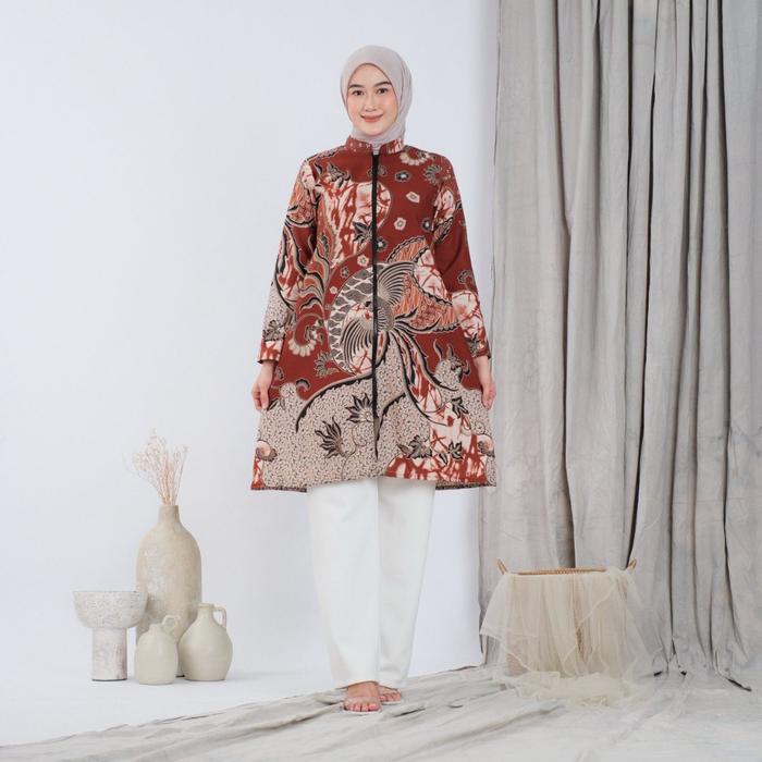 Tunik Tunic Kemeja Baju Atasan Seragam Batik Lebaran Hari Raya Idul Fitri Terbaru 2026 Wanita Muslim