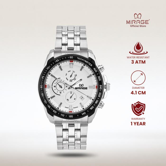 Mirage Watch - Jam Tangan Analog Pria Original Silver Sporty Original Anti Air 8535 / 8883 M