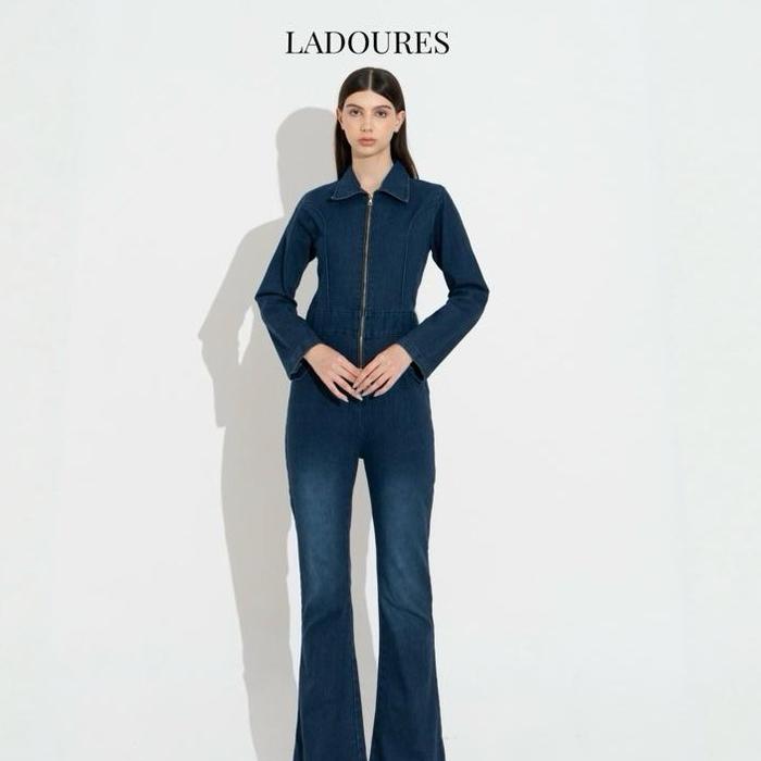 LADURES - Mclaren Jumpsuit Denim Long sleeve Atasan Overall Setelan Casual Jeans Wanita Cutbray Flar