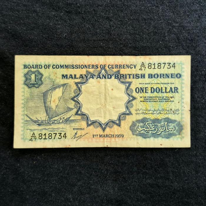 Uang Kuno 1 Dollar (Ringgit) Malaya and British Borneo Tahun 1959 - B