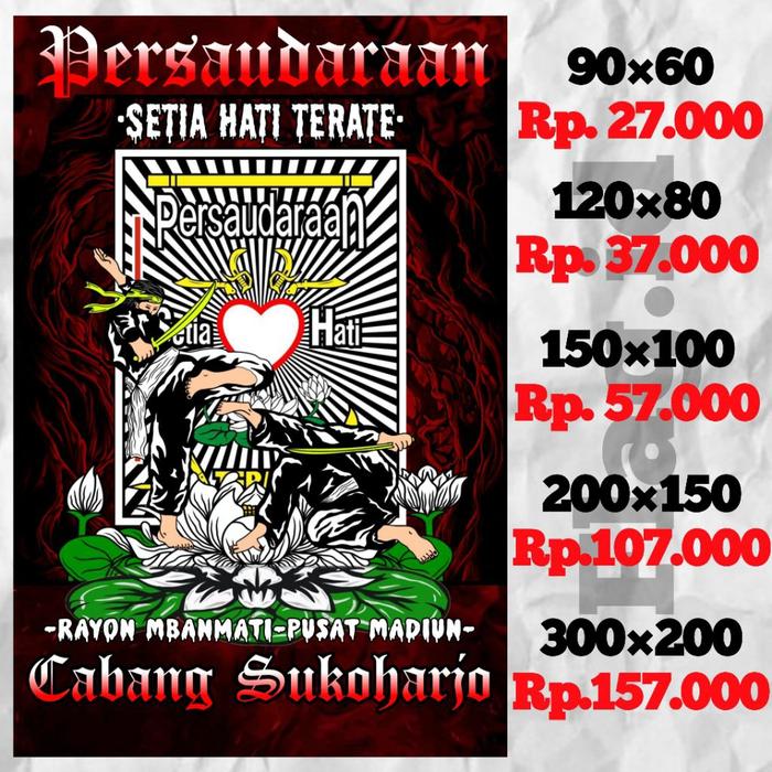Safitiri Bendera  Psht (Bisa Ganti Nama Rayon Dan Cabang)90×60/120×80/150×100/200×150 Desain Full Pr