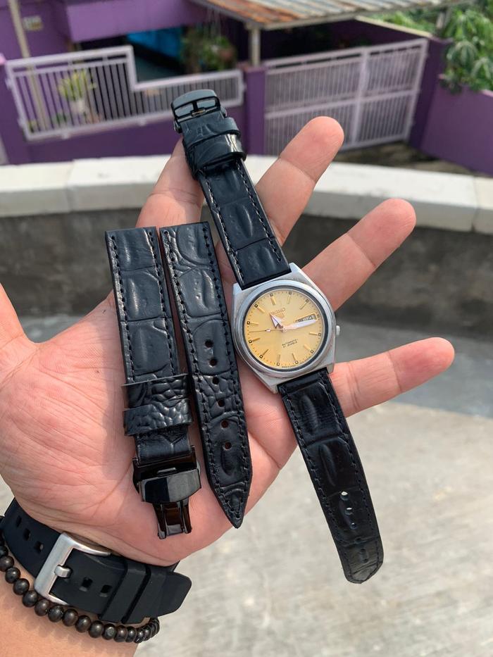 STRAP TALI JAM TANGAN KULIT ASLI HANDMADE 19MM BUTTERFLY UNTUK SEIKO 5 BEST PRICE