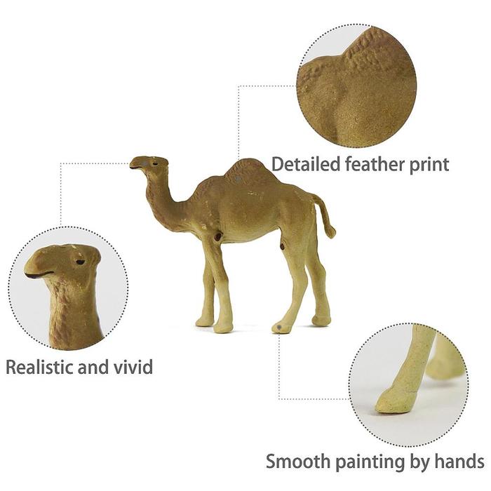 Evemodel Animals 12pcs Model Trains HO Scale 1:87 Painted One-humped Camel PVC Dromedary Arabian Cam
