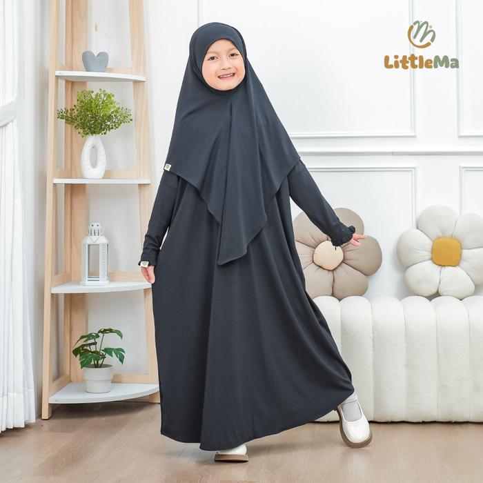 syar'i Setelan Gamis Anak Perempuan Yumna Abaya Batwing Set khiban Cadar Jersey Series Misty Lilac K