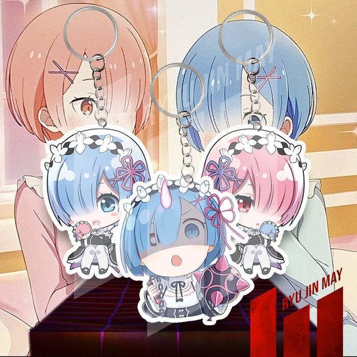 Gantungan Kunci / Keychain / Gantungan HP - Re:Zero - Ram & Rem