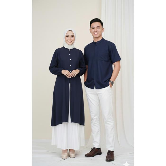 Malaya Long Tunik Couple Pasangan / Baju Muslim Lebaran Pasangan Sarimbit
