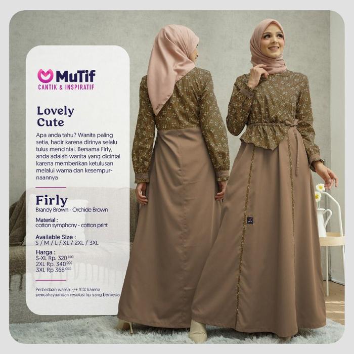 Baju MuTif MV 062 Firly Brandy Brown - MuTif Firly || Gamis MuTif