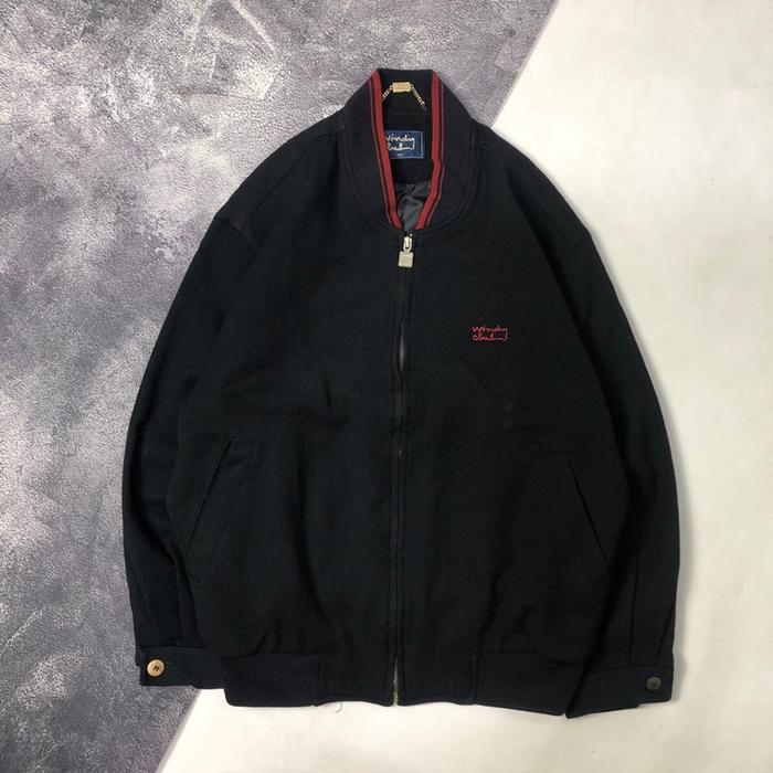 Vintage Wool Jacket Casual Windy Club Bomber Jacket Unisex Pria Wanita