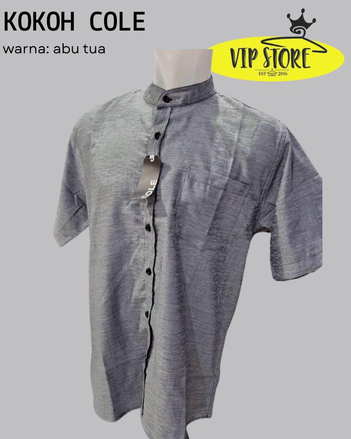 Koko Cole Dewasa Lengan Pendek Warna Abu Tua Ukuran M-XXL