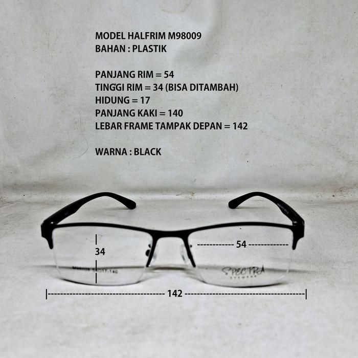 FRAME KACAMATA HALF RIM M98009 PRIA WANITA MUKA SEDANG BESAR