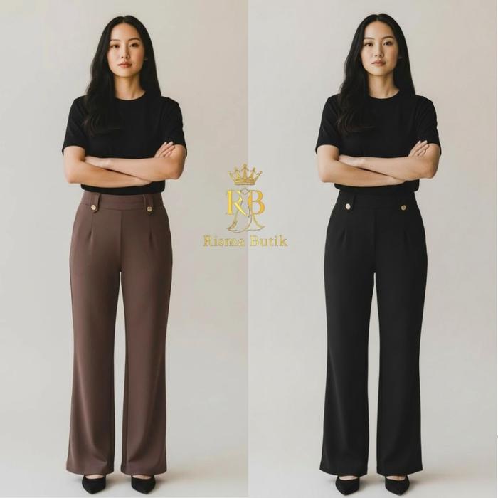 Celana MJ Marjorie Denim Twill Celana Kerja Wanita Casual