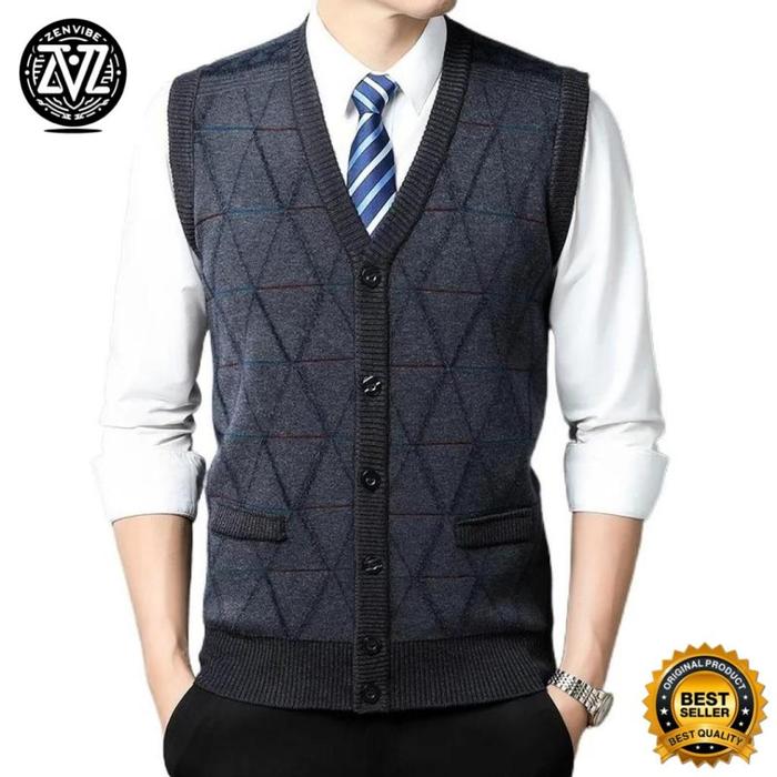 PREMIUM (READY) terjamin Vest Rajut Pria Melvin Zenvibe Rompi Rajut Vest Knitt Korean Style Untuk Ka