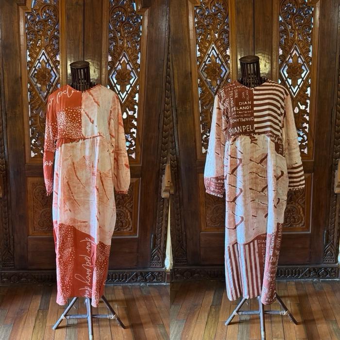 Asyura Square Rayon Batik Dian Pelangi Wanita Kaftan Motif Abstrak All Size Original Muslim Panjang 