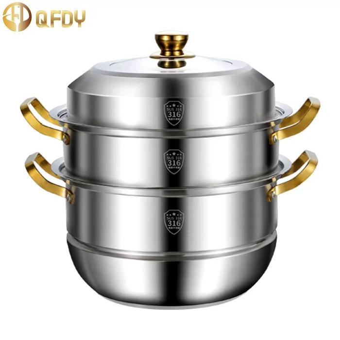 40cm steamer pot 316 stainless steel steam pot Housewear&Furnishings 4 layers steamer cooker Soup po