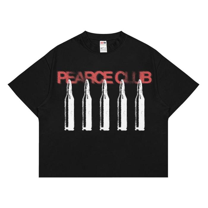 Pearce Club T-Shirt Boxy - Bullet Hitam Unisex Cotton Combed 24s