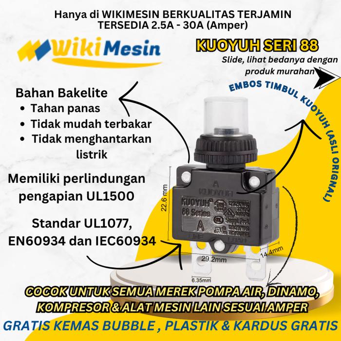 Original Overload Pompa Air Sibel Satelit Submersibel Circuit breaker thermal protector relay push b
