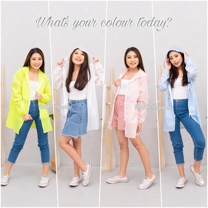 Jaket Wanita Long Coat Parasut Semi Transparan Woman Casual Jacket