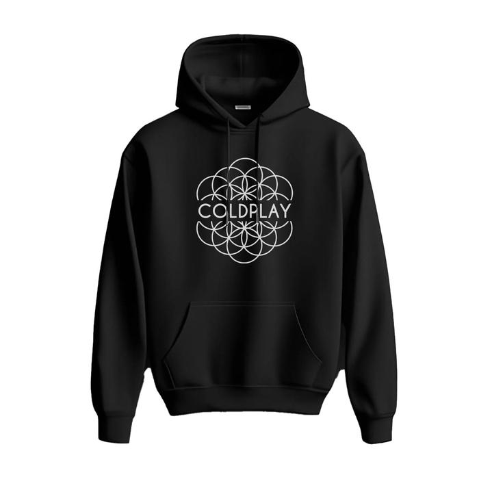 Hoodie ColdPlay Alternative Rock Band Premium Fleece Cloth Sweater Jacket Hood Black Hitam