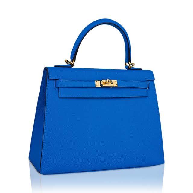 Tas Selempang Wanita 26Hermes Kelly26 Biru Kulit Jeruk Premium