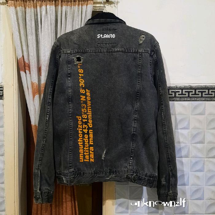 ZARA Sherpa Denim Jacket Unauthorized Ariel Noah | Zara Men Ripped Denim | Zara Jaket Jeans | not Za