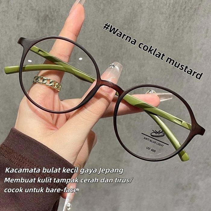 BISA COD Kacamata baca bermotif bunga gaya Jepang Kacamata baca Bingkai bulat Kacamata PLUS TR90 Fas