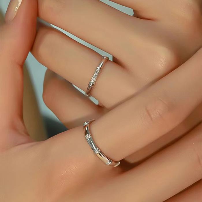 【Cincin emas putih】Cincin oouple Silver Pasangan TunanganPernikahan Perak Anti Karatan Anti Menghita