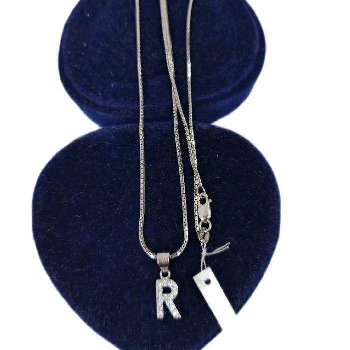 kalung itali santa liontin huruf R kecil mata