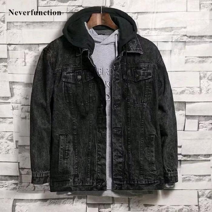 Jaket Jeans Hodie Pria Terbaru Jaket Denim Cowok Terbaru Unisex Hitam Distro Sandwash Keren Wanita