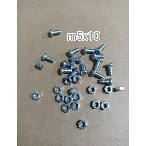 Baut Mur M5 × 10 Baut (+) Mur (Kunci 8) M5x10 Putih