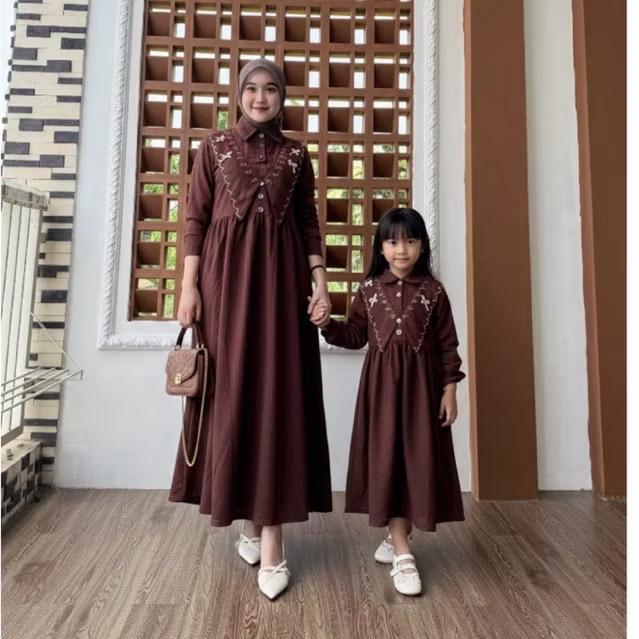 AGISTA DRESS SOFT KNIT GAMIS WANITA DEWASA ANAK LEBARAN