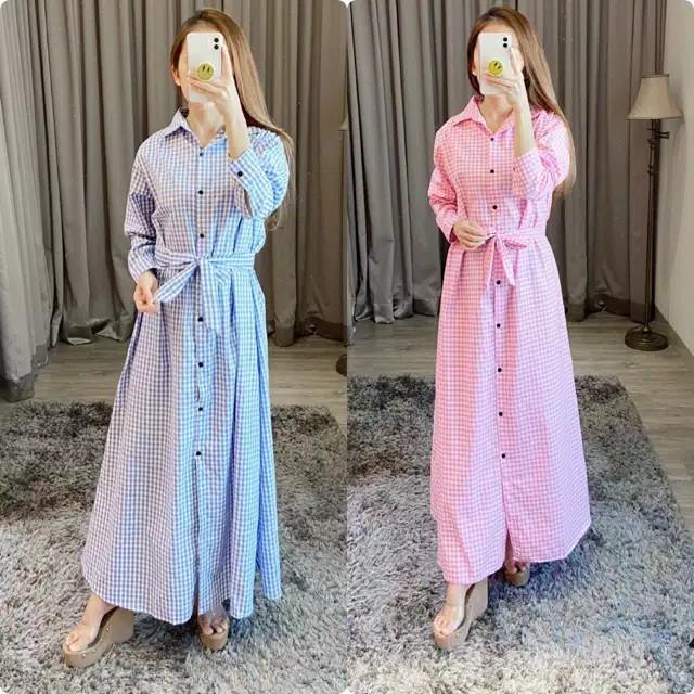 Gamis fashion muslim/gamis kotak - soft biru
