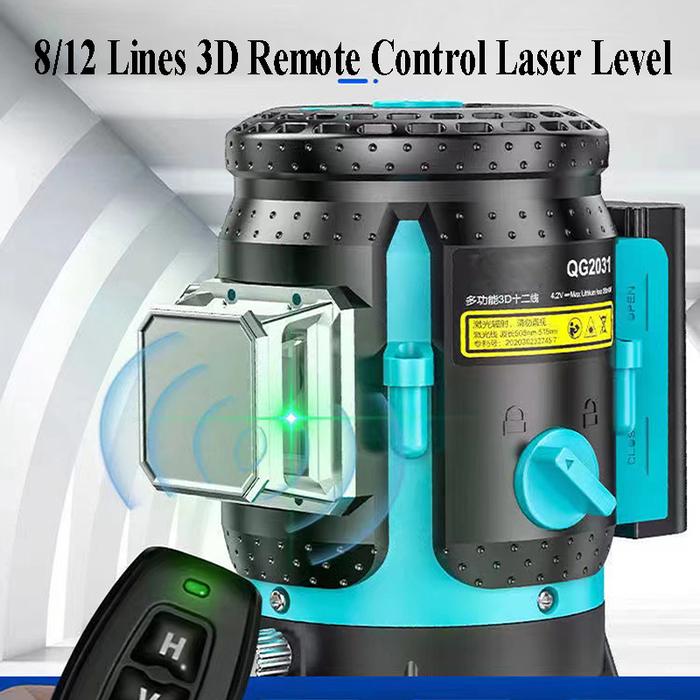 Remote Laser Level 12 Line 3D Blue Laser Beam High Precision Laser