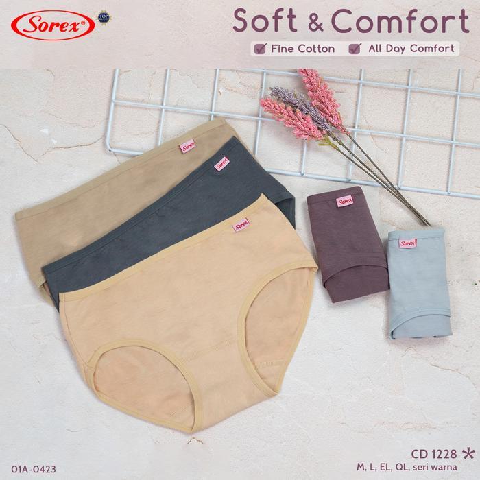 Terlaris- Sorex Bra Cd 1 Set Wanita - Bh 17228 & Celana Dalam Cd 1228 Katun Polos Mulus Busa Setelan