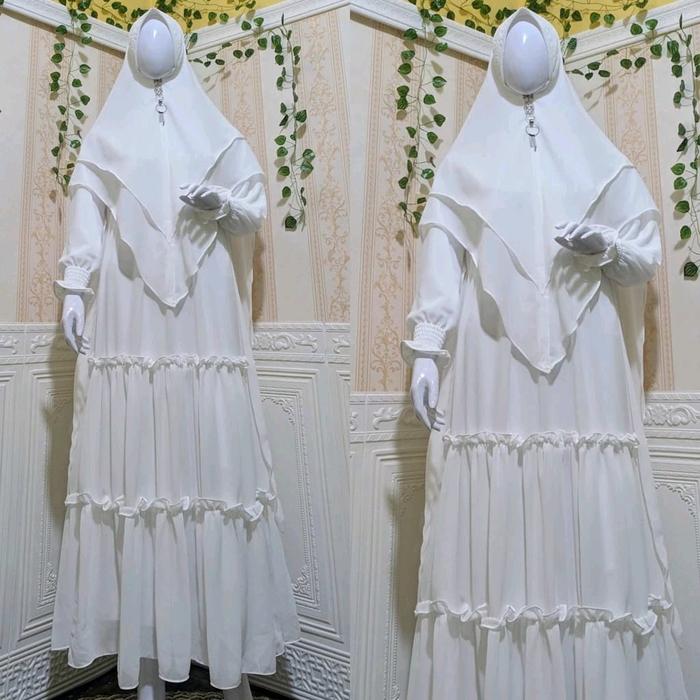Syarii alena ceruty baydoll set Khimar 2 layer #gamis terbaru#gamis firal#gamis gradasi#syarii terba