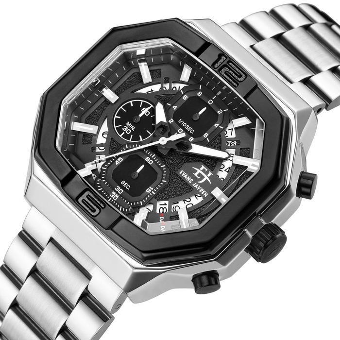 Evans Jayden Jam Tangan Pria EJ 9464 Rantai Stainless Steel Chronograph Kaca Sapphire Water Resistan