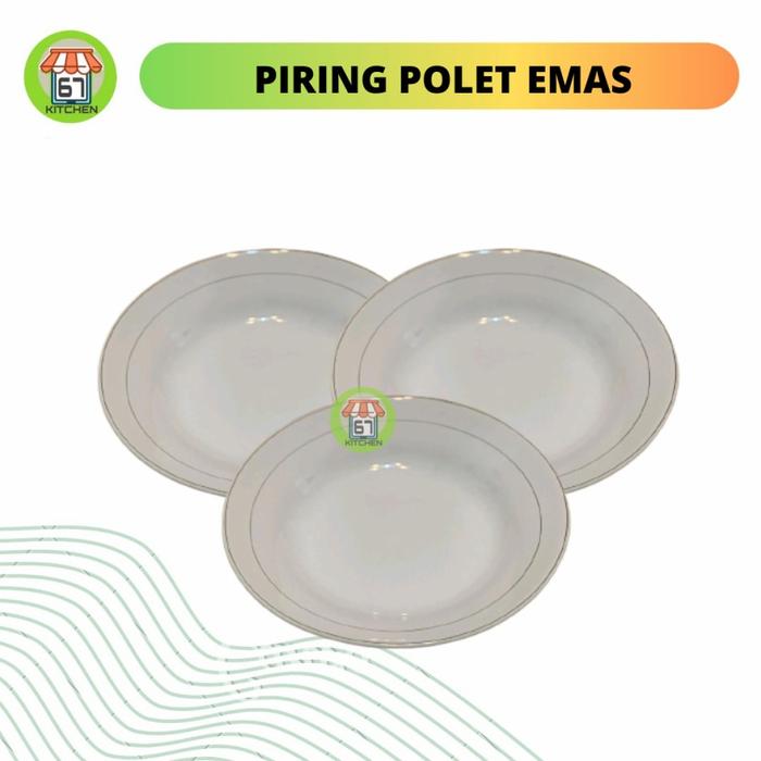 Piring Makan Keramik List Emas Piring Makan Putih Garis Piring Keramik