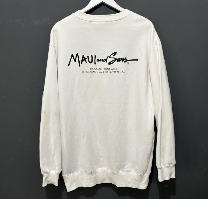 Sweater Crewneck Pria Maui and Sons, L, Putih